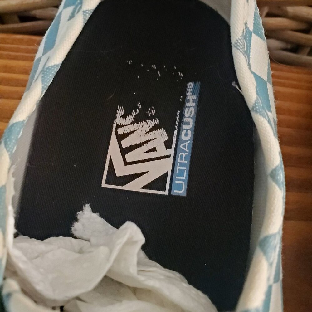 Vans Blue & White Checkerboard Canvas Lace-Up Sneakers Skateboard Mens Size 9.5 - Picture 8 of 15